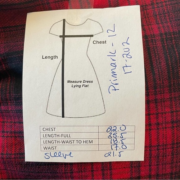 PRIMARK NWT TIERED 90s GRUNGE VIBES PLAID FLANNEL DRESS RED - 12 - Picture 11 of 11